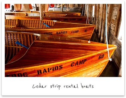 Cedar strip rental boats are 18 feet long