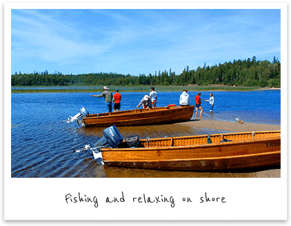 Fishing and relaxing on shore